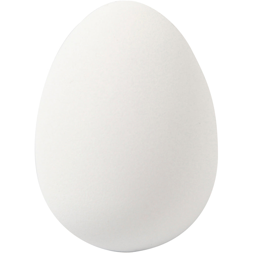 Egg, H: 4 cm, dia. 2,5 cm, white, 18 pc