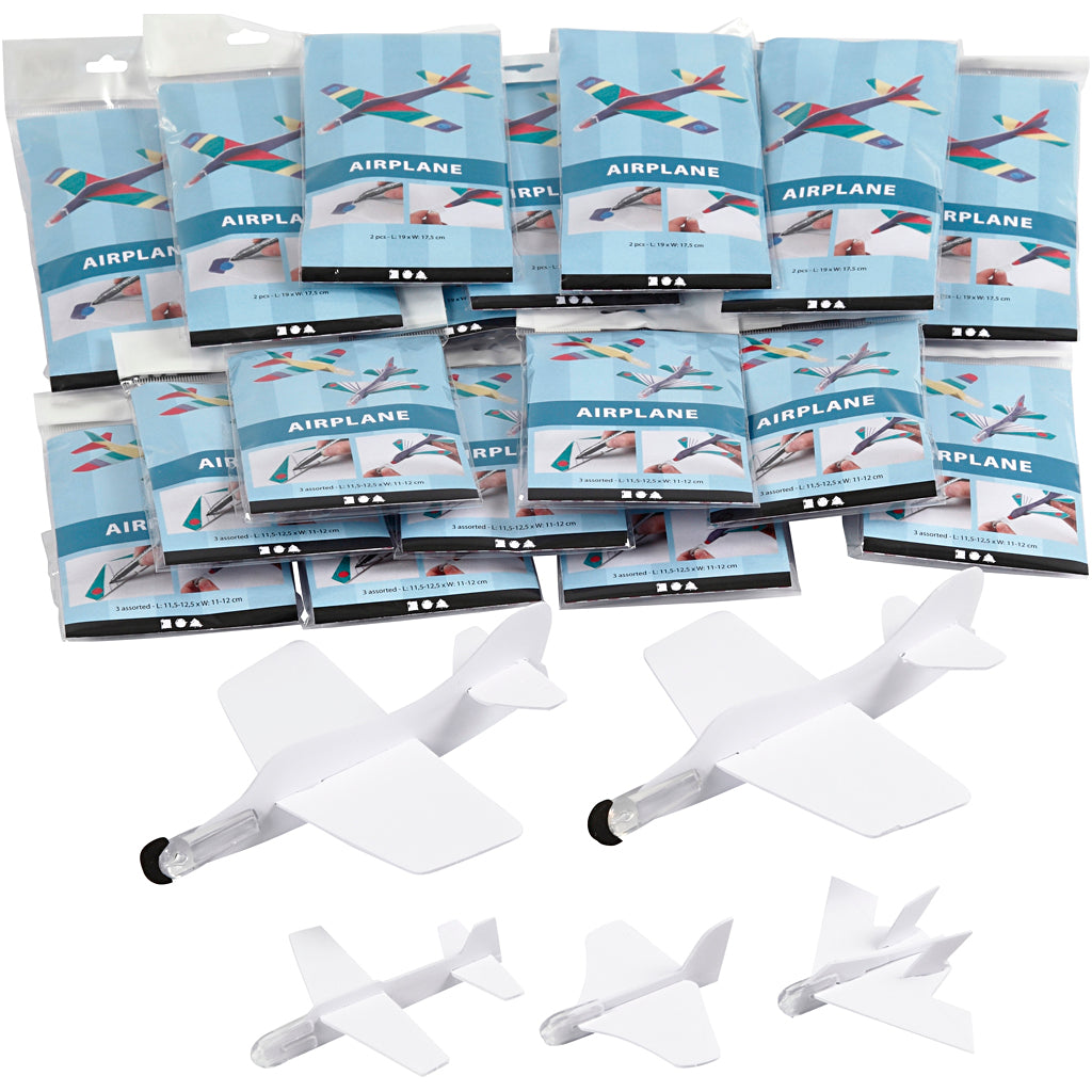 Airplanes, L: 11,5-19 cm, W: 11-17,5 cm, white, 50 pc