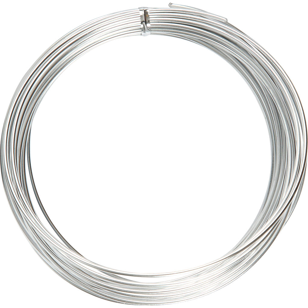 Aluminium Wire, round, thickness 2 mm, silver, 10 m/ 1 roll