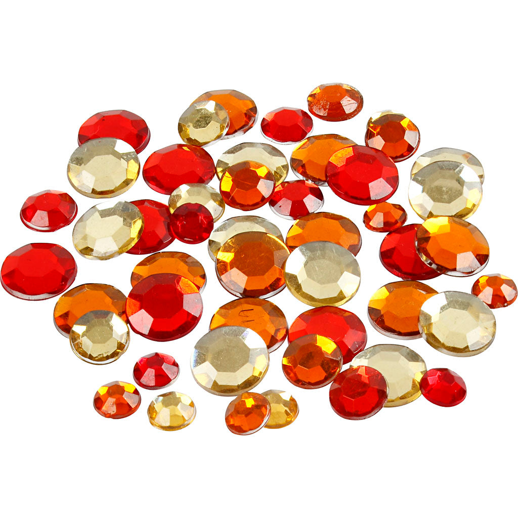 Rhinestones, round, size 6+9+12 mm, red harmony, 360 pc