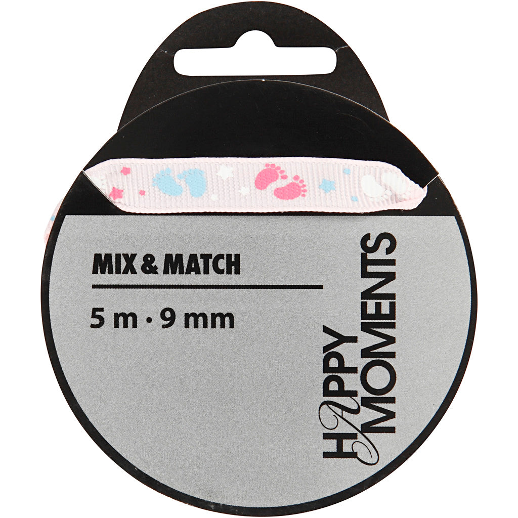 Decorative Ribbon, W: 9 mm, rose, 5 m/ 1 roll