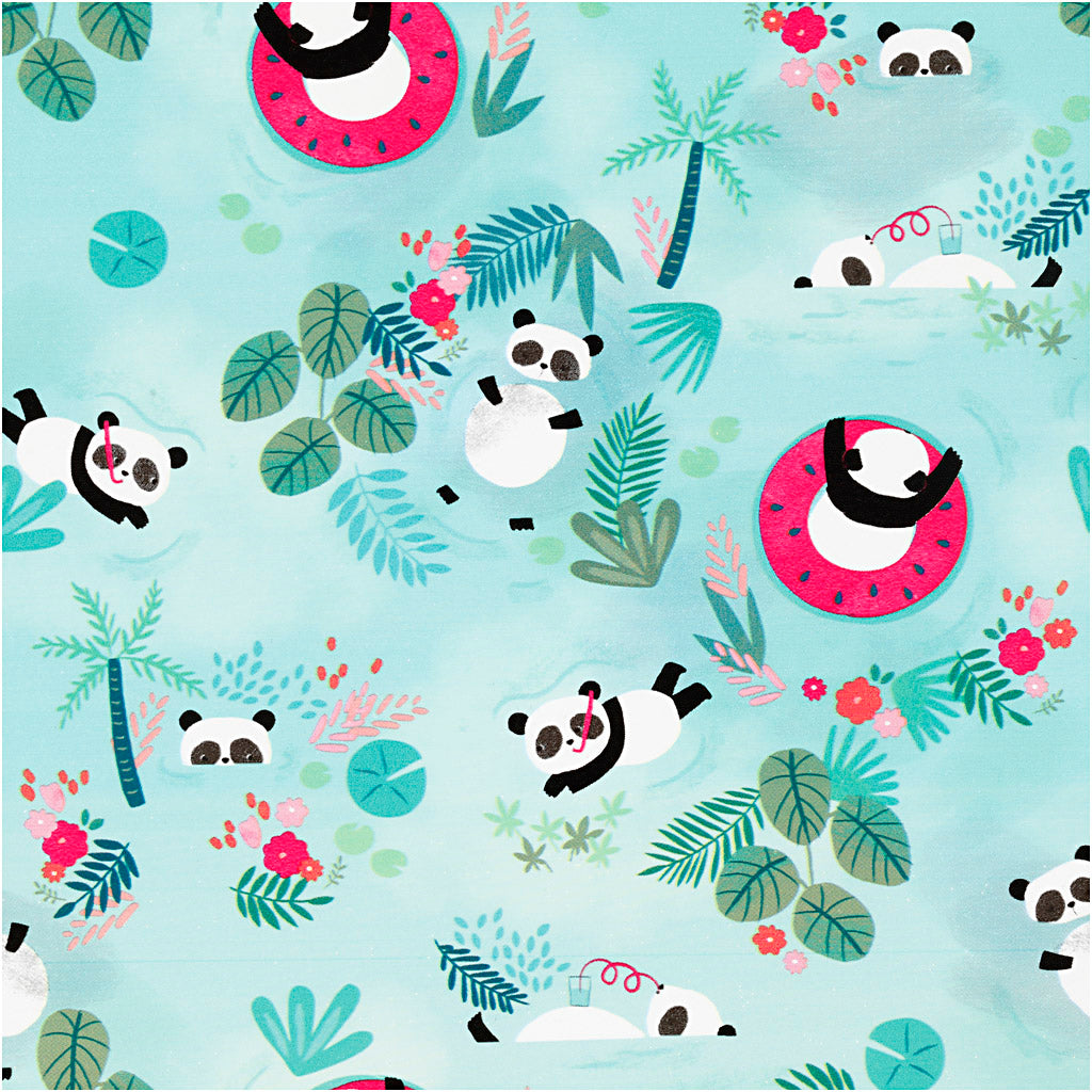 Gift wrap, Panda, W: 50 cm, 80 g, 100 m/ 1 roll