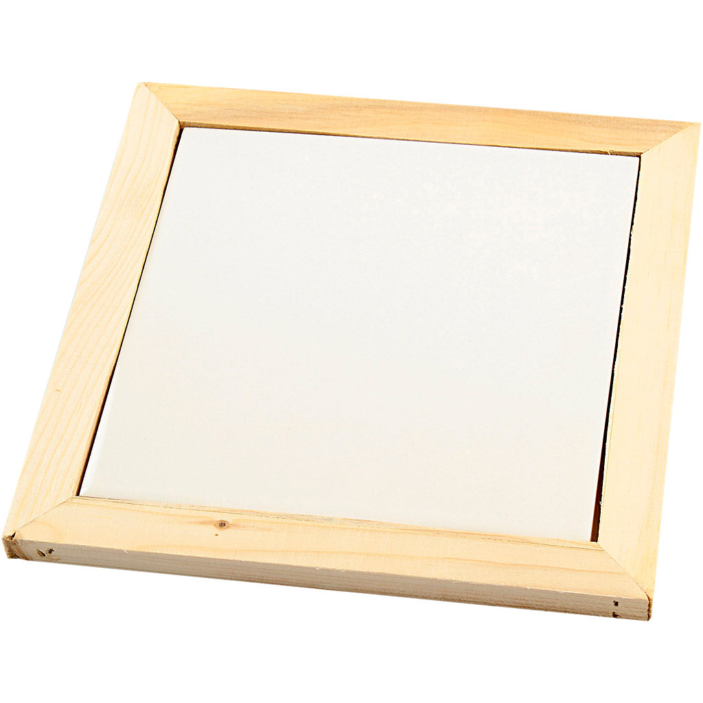 Trivet with wooden frame, size 15x15 cm, 10 pc
