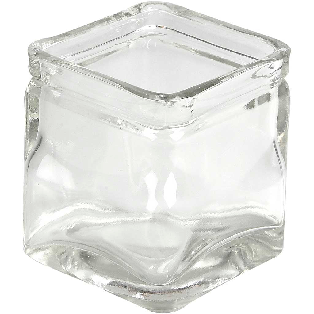 Square Candle Holder, H: 5,5 cm, size 5,5x5,5 cm, 12 pc