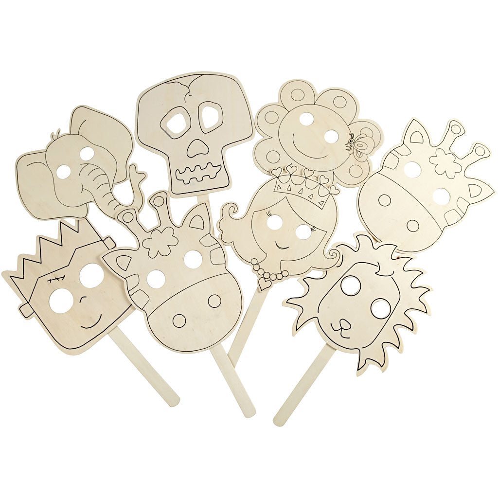 Masks, L: 35 cm, W: 22 cm, thickness 2 mm, 16 pc
