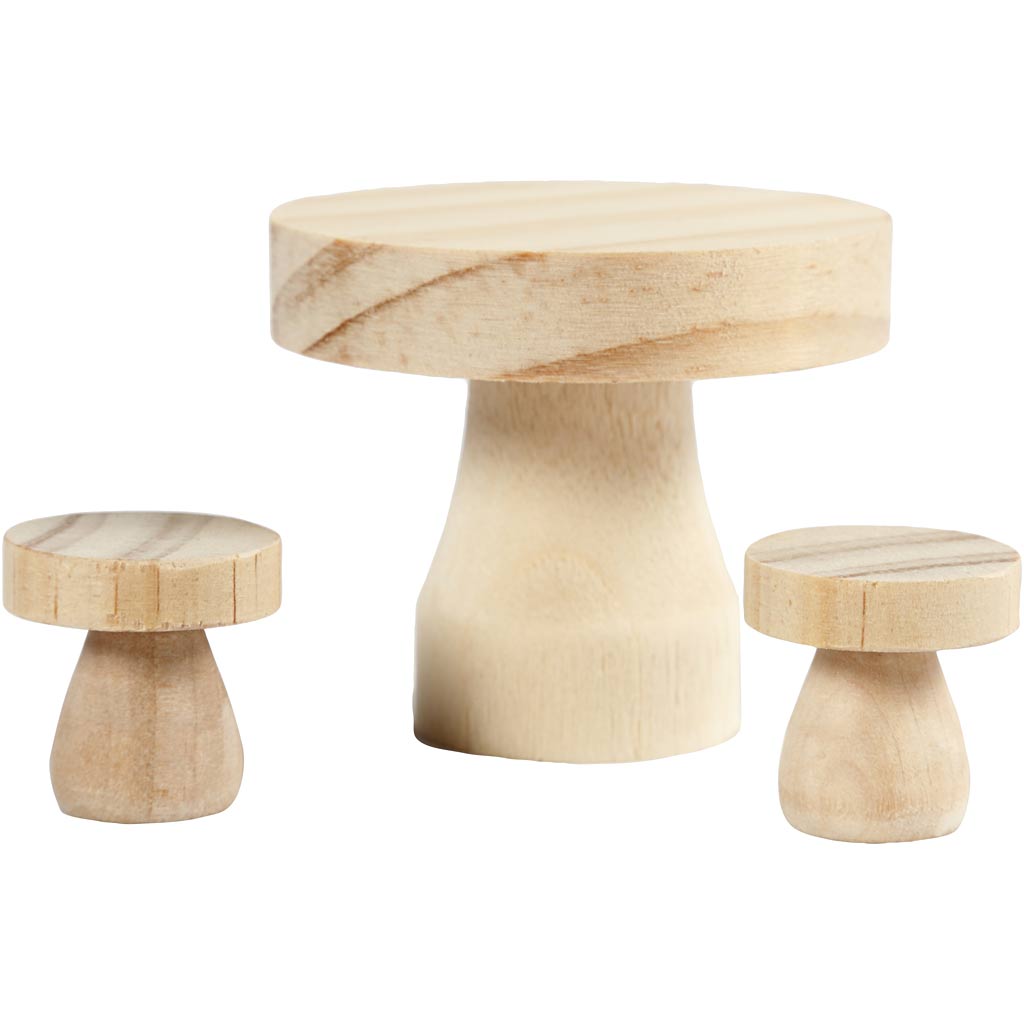 Mushroom Table with Stools, size 2,5x2,5 cm