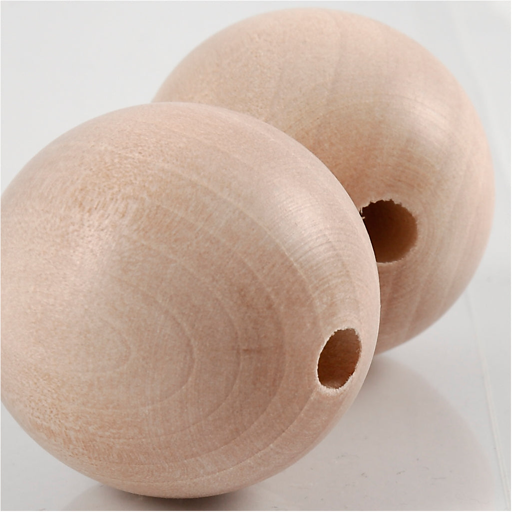 Wooden Bead, dia. 35 mm, hole size 6 mm, 2 pc