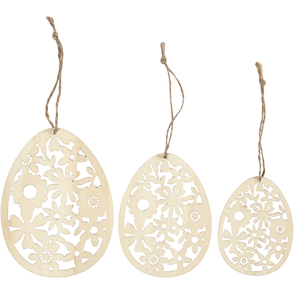 Ornaments, H: 8+10+12 cm, W: 6+7,5+9 cm, thickness 3 mm