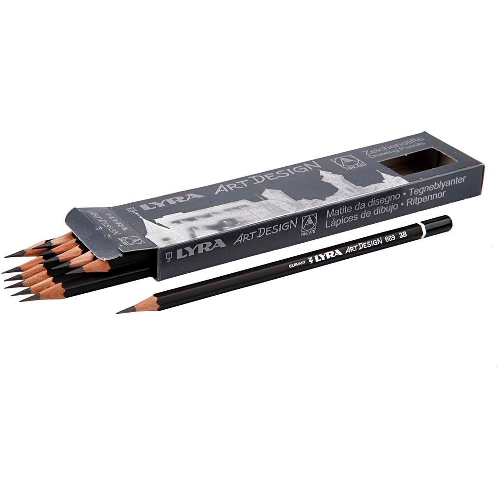 Art Design Drawing Pencils, dia. 6,9 mm, 3B, lead 1,8 mm, 12 pc