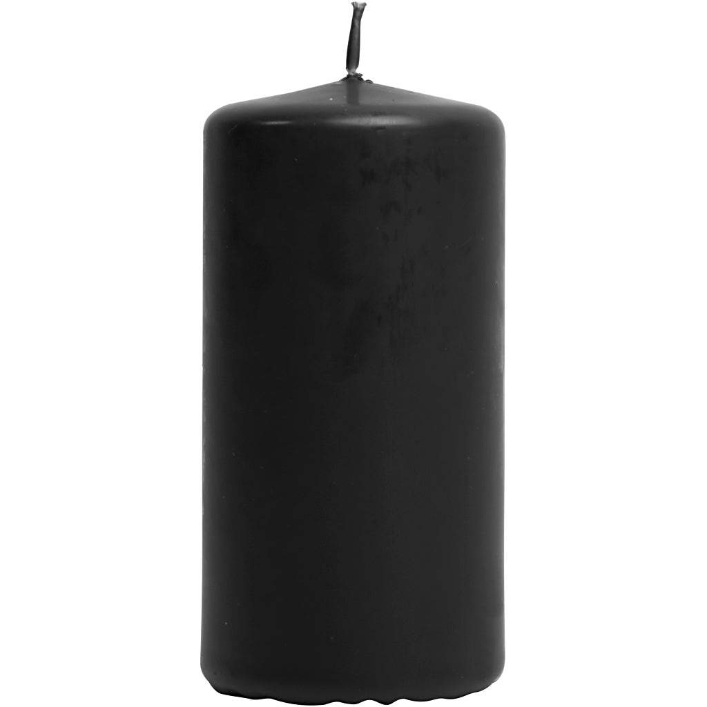 Candles, H: 100 mm, dia. 50 mm, black, 6 pc
