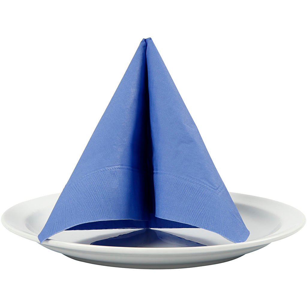 Table Napkins, white back, size 33x33 cm, light blue, 20 pc