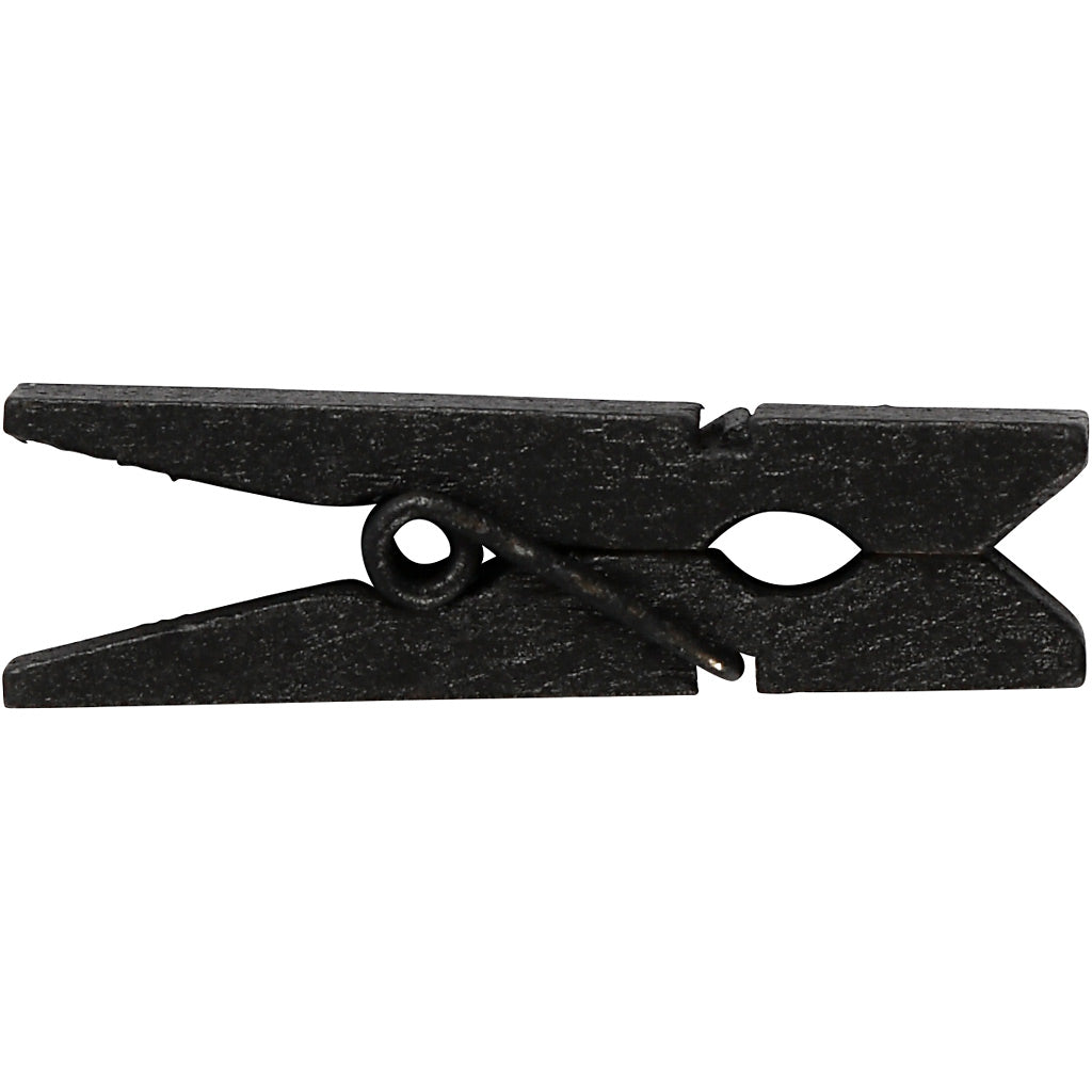 Mini Clothes Peg, size 35x7 mm, thickness 9 mm, black, 20 pc
