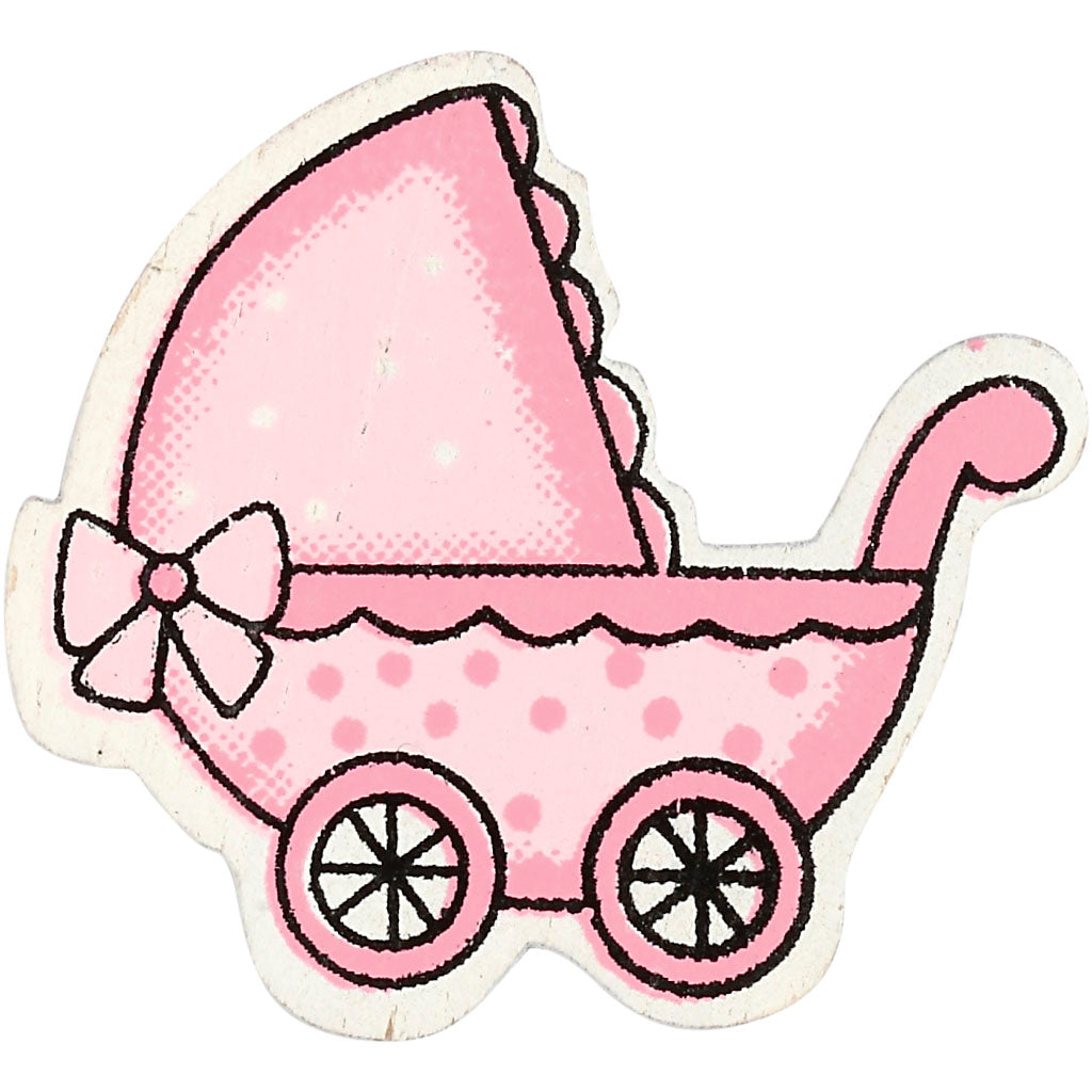 Pram, size 34x31 mm, thickness 1,7 mm, light red, 10 pc