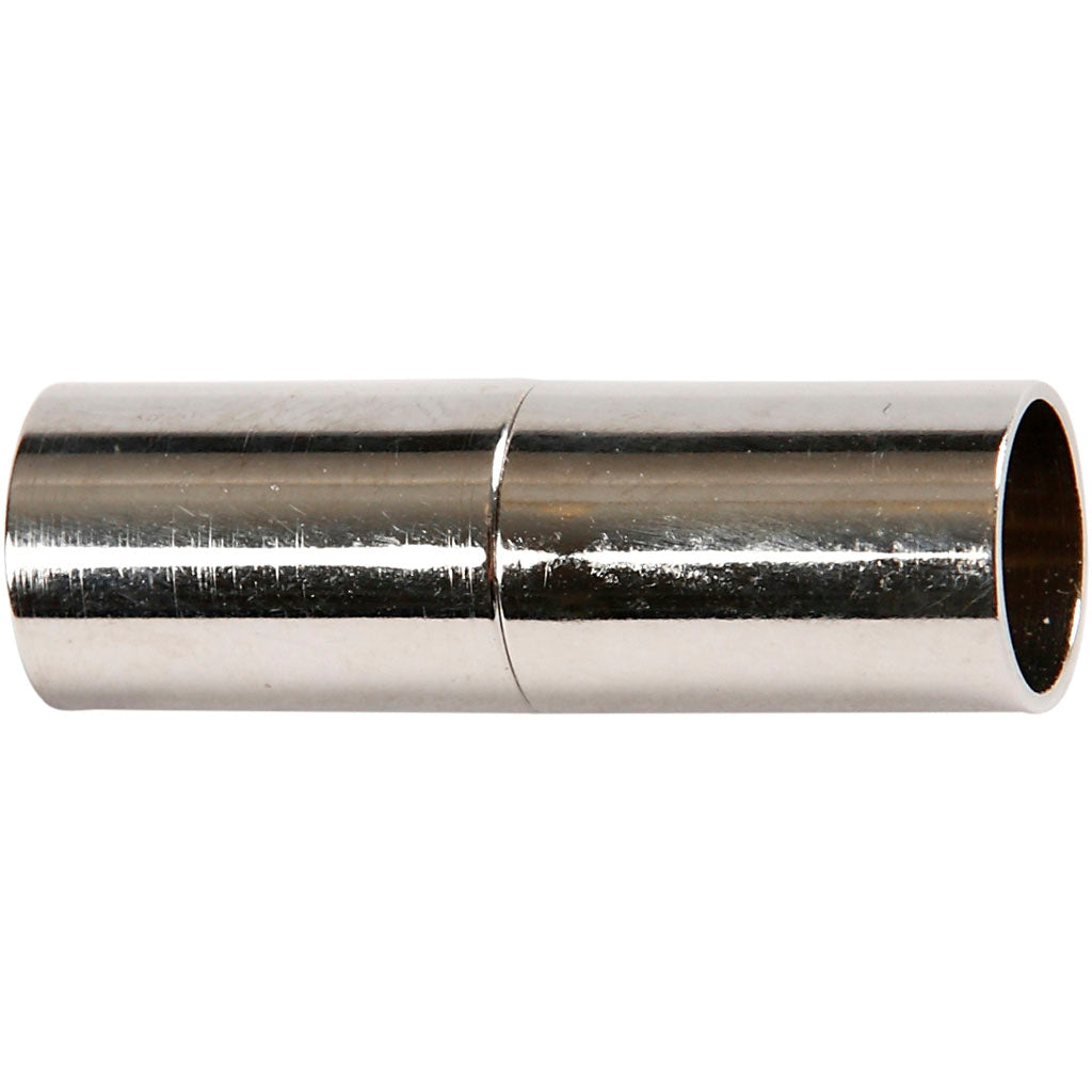 Magnetic Clasp, L: 23 mm, hole size 6 mm, silver-plated, 2 pc
