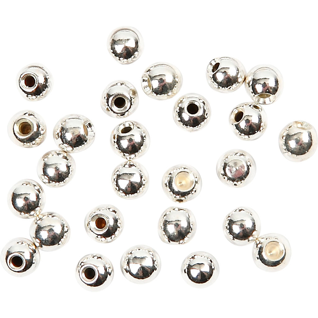 Memory Wire End Caps, dia. 3 mm, hole size 1 mm, silver-plated, 20 pc
