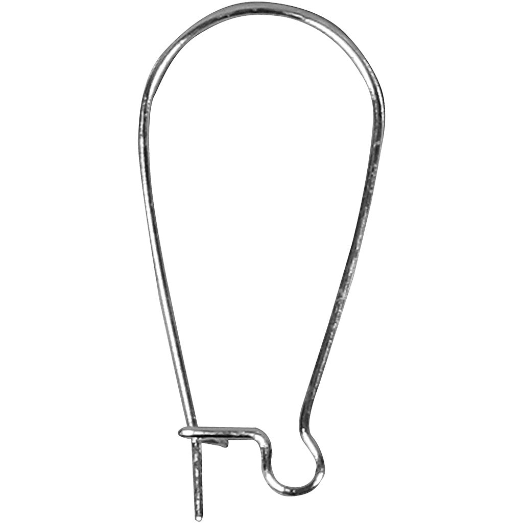 Ear Hanger, L: 25 mm, silver-plated, 30 pc