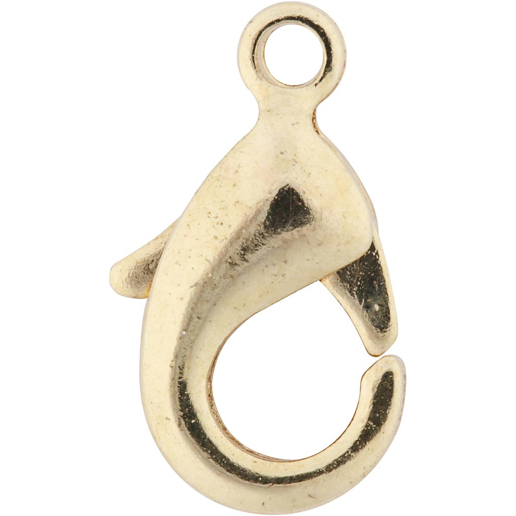 Carabiners, L: 10,1 mm, gold-plated, 5 pc