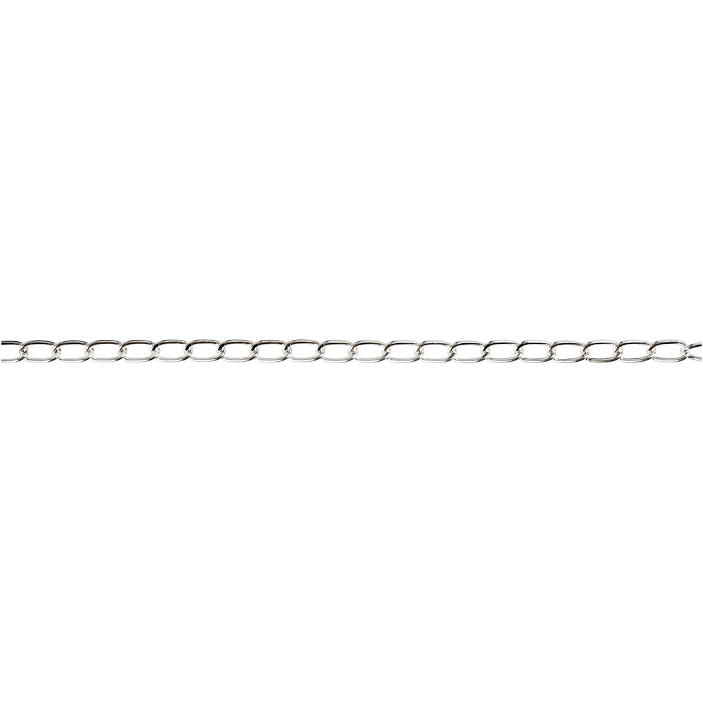 Chain, W: 6 mm, silver-plated, 5 m/ 1 pc