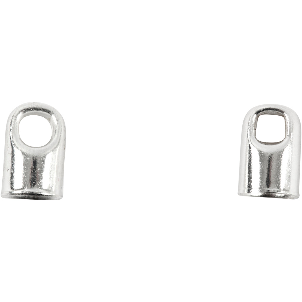 End Caps, L: 7 mm, dia. 4,5 mm, silver-plated, 8 pc