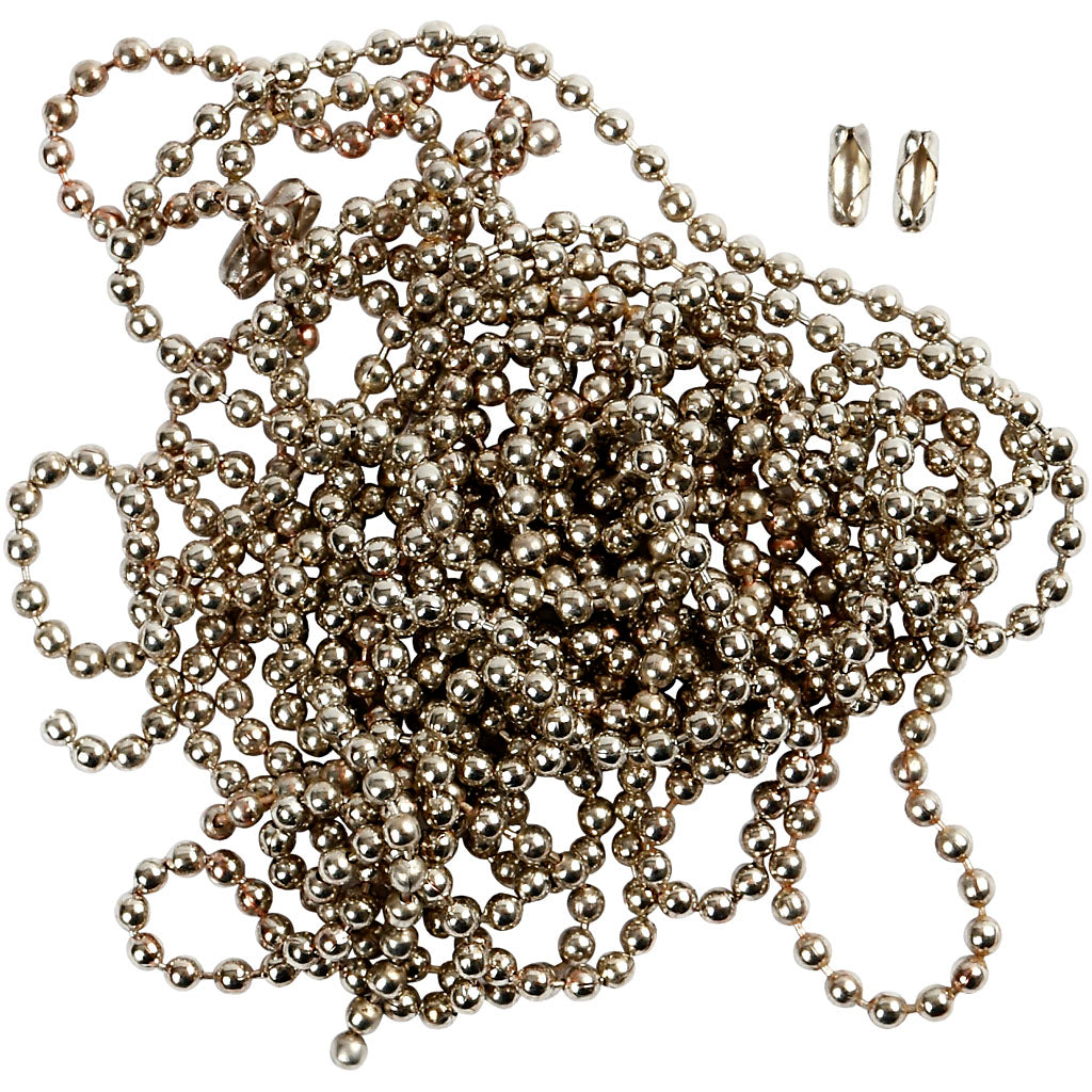 Bead Chain, dia. 1,5 mm, silver-plated, 3 m/ 1 roll