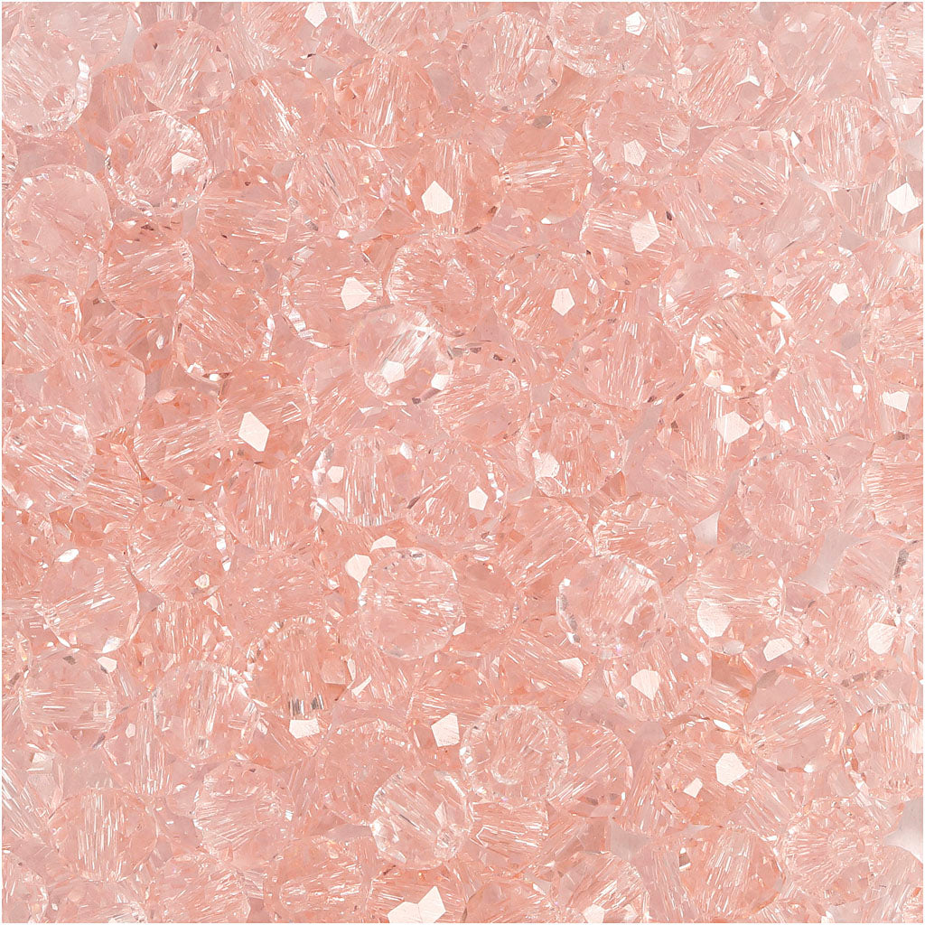 Faceted Beads, size 3x4 mm, hole size 0,8 mm, rose, 100 pc