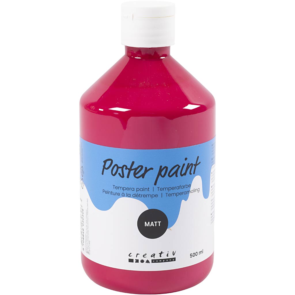 Poster paint Matte, primary red, 500 ml/ 1 bottle