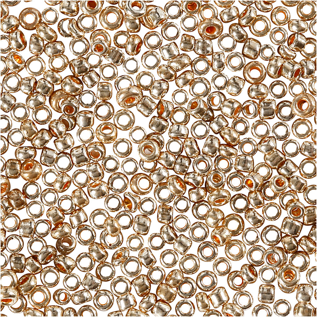 Rocaille seed beads, dia. 1,7 mm, size 15/0 , hole size 0,5-0,8 mm, rose gold, 25g