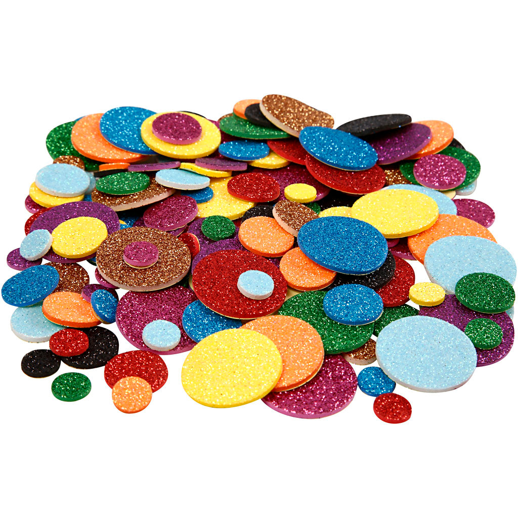 Foam Stickers Circles, Circles, dia. 12+20+32 mm, 1000 pc