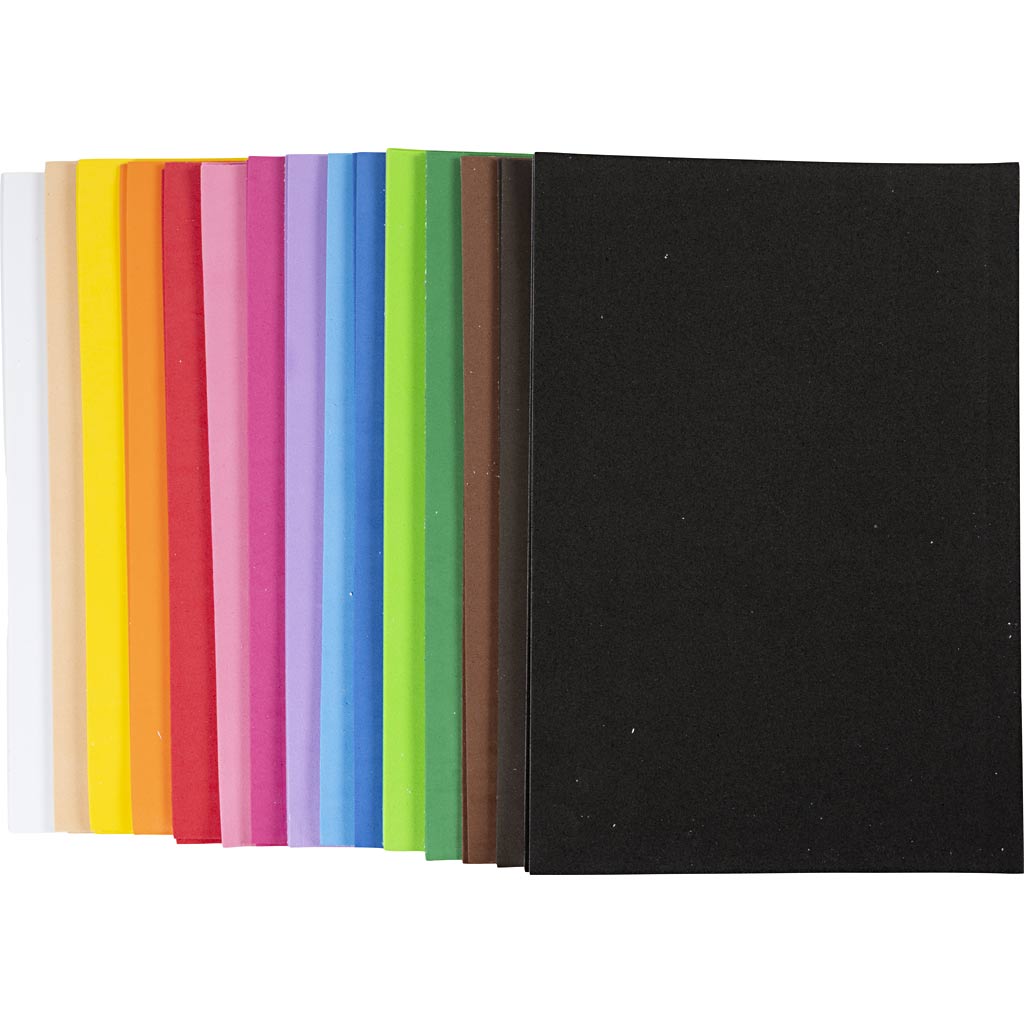 Foam Sheets, self-adhesive, A4, sheet 210x297 mm, thickness 2 mm, 30 ass sheets