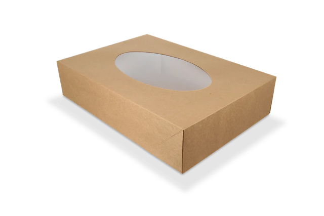 Catering boxes kraft 36x25x8cm with Window (50 pcs)