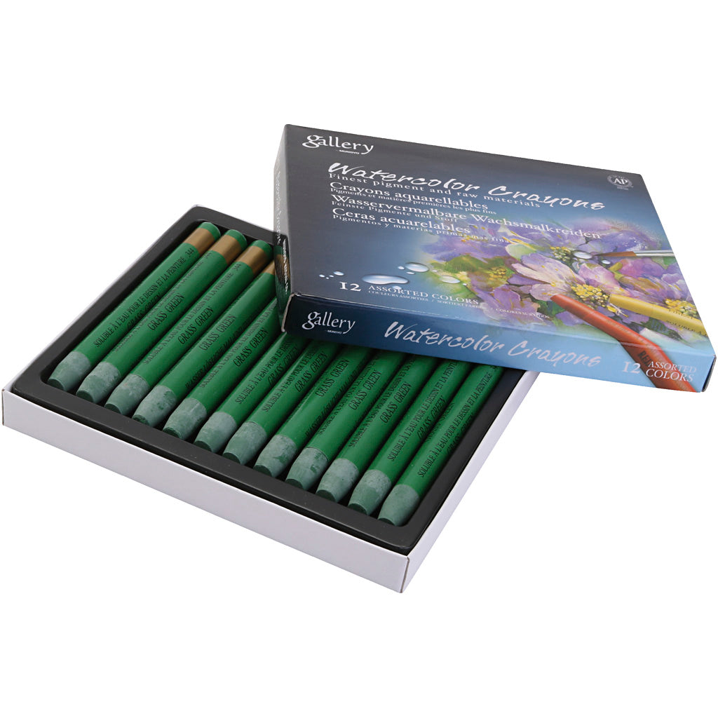 Watercolor Crayons, grass green, 12 pc
