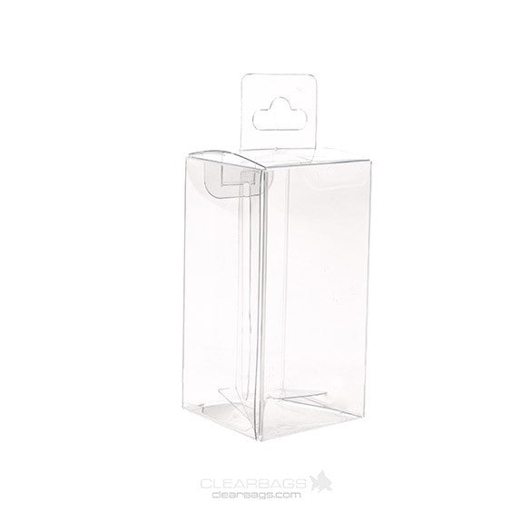 Plastic Gift Boxes 4.3x4.3x8.6cm Crystal Clear with Hanger in middle