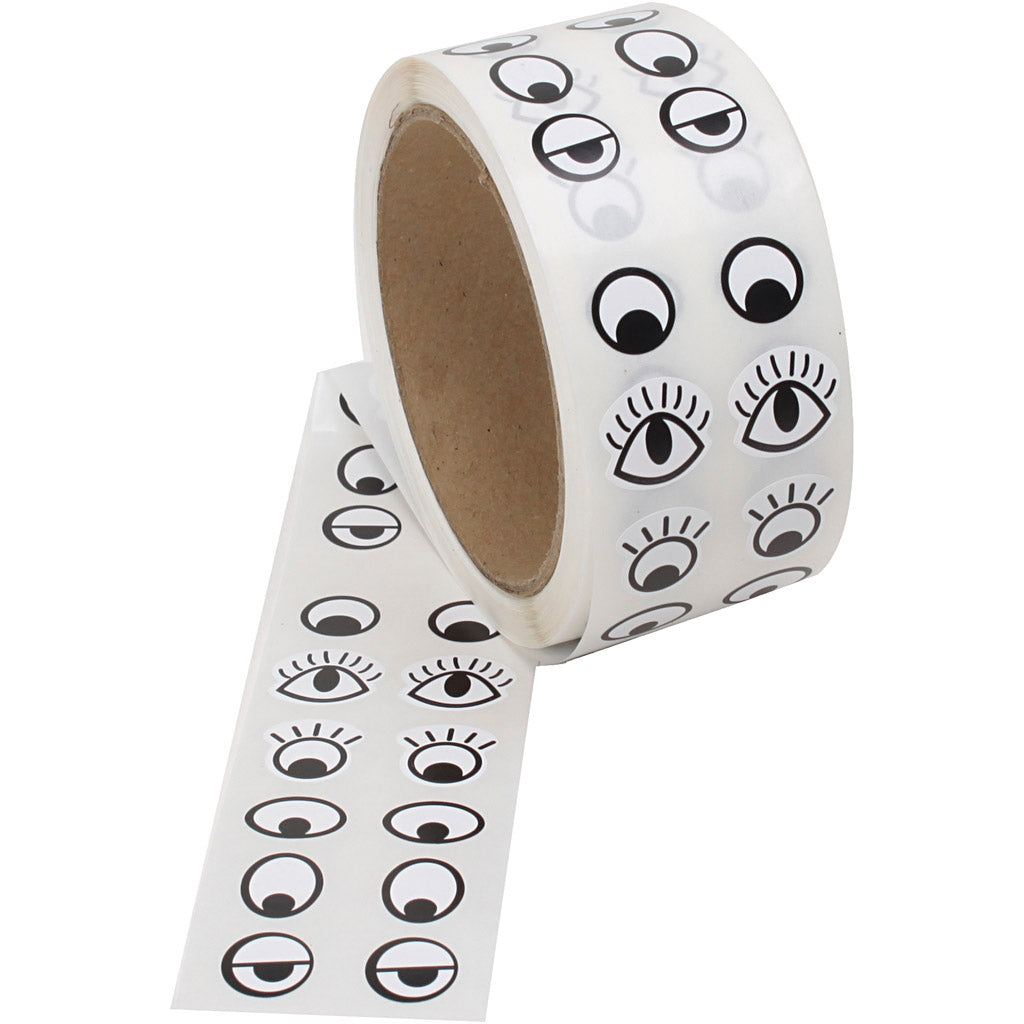 Sticker eyes, black, white, 2000 pc