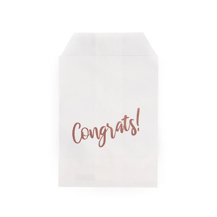 Paper Bags White with Rose Gold Congrats 7,6x12,7 cm