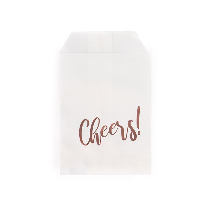 Paper Bags White with Rose Gold Cheers 7,6x12,7 cm