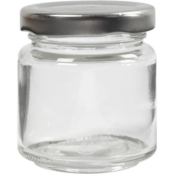 Storage Glass Jar, H: 6.5 cm, D: 5.7 cm, transparent, 12pcs, 100 ml