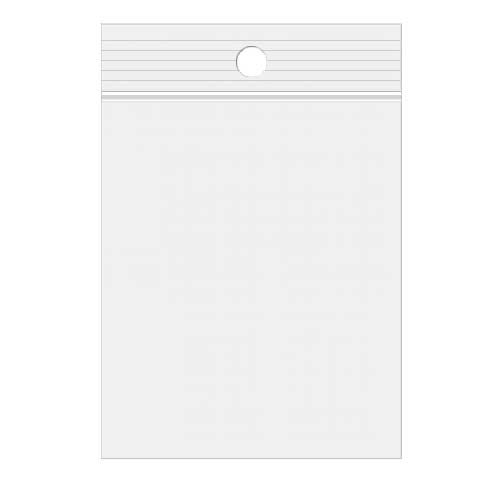 Grip Seal Bags with Hang hole 7.5x12.5cm Crystal Clear PP 50 micron
