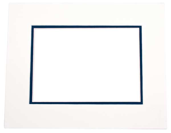 Mount Board Double thick Ivory/dark Blue 40.6x50.8cm with 27x34.6cm Window