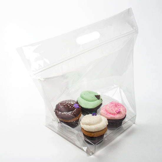 Carrier Bags for 4 Cupcakes 36.8x17.8x28.6cm with Grip Seal