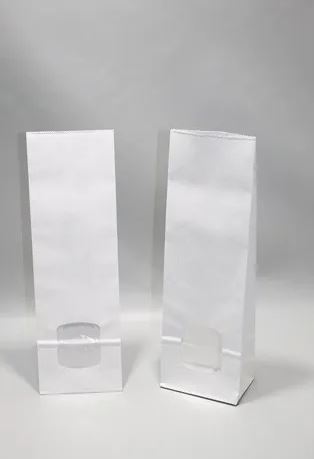 Block Bottom Bags Kraft White 10.5x6.5x33cm 80 g/m2 with 30my OPP Foil Window | 1kg