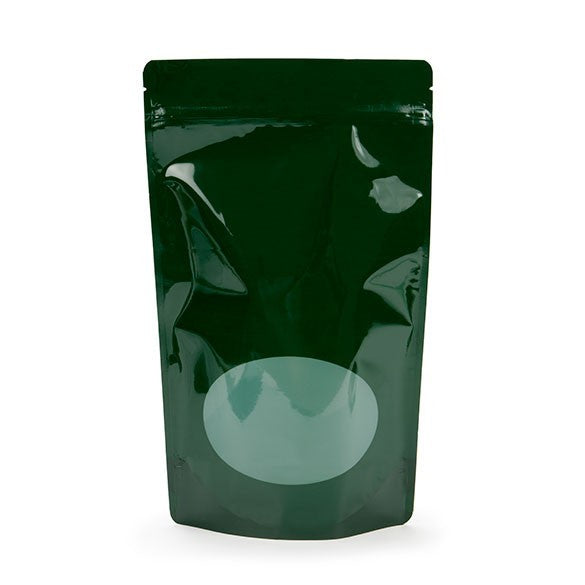 Stand Up Pouches Green with oval Window 13x7x20.5cm | 113 grams