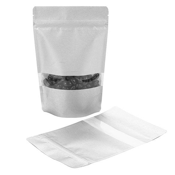 Stand Up Pouches Rice Paper Silver with Window 14.9x8.9x23.2cm | 312 grams