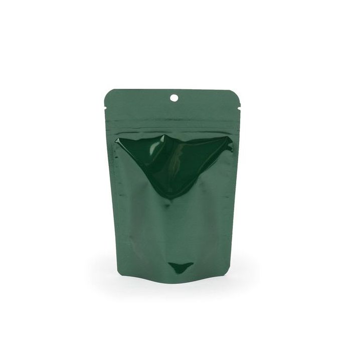 Hunter Green Metallized Stand Up Zipper Pouch 10 x 6 x 15 cm with Hang Hole