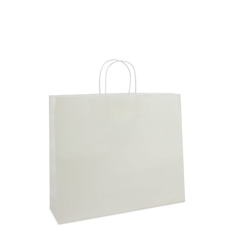 Papieren Draagtassen Wit 42+12x35 cm met bodemkarton (100 stuks) [FP-001042]