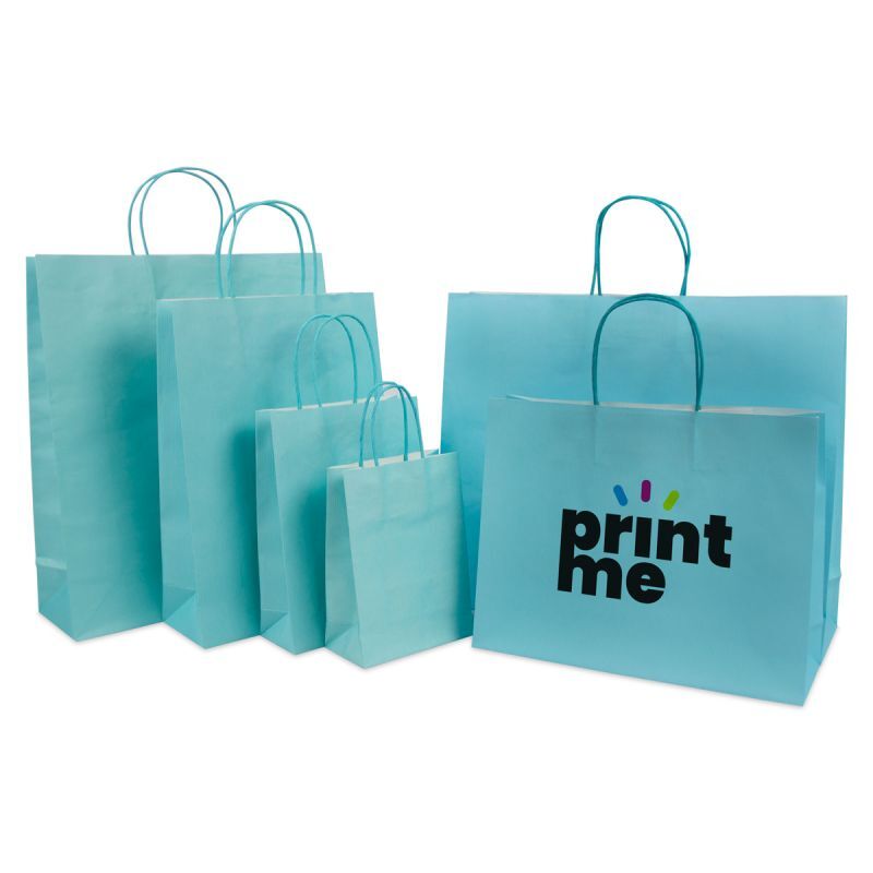 Sac à poignées torsadées en papier de luxe avec fond en carton 14+7x19 cm Bleu (250 pcs) [FP-005019]