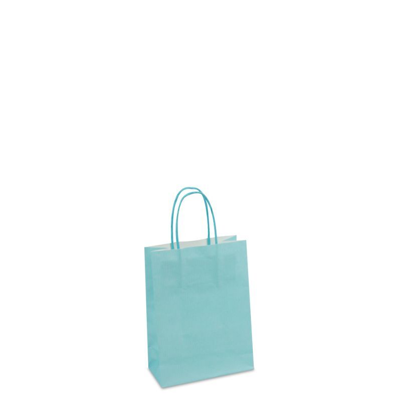 Sac à poignées torsadées en papier de luxe avec fond en carton 14+7x19 cm Bleu (250 pcs) [FP-005019]
