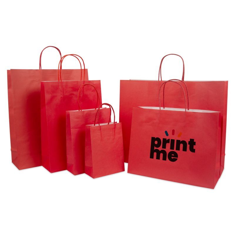 Papieren Draagtassen Rood 14+7x19 cm met bodemkarton (250 stuks) [FP-006019]