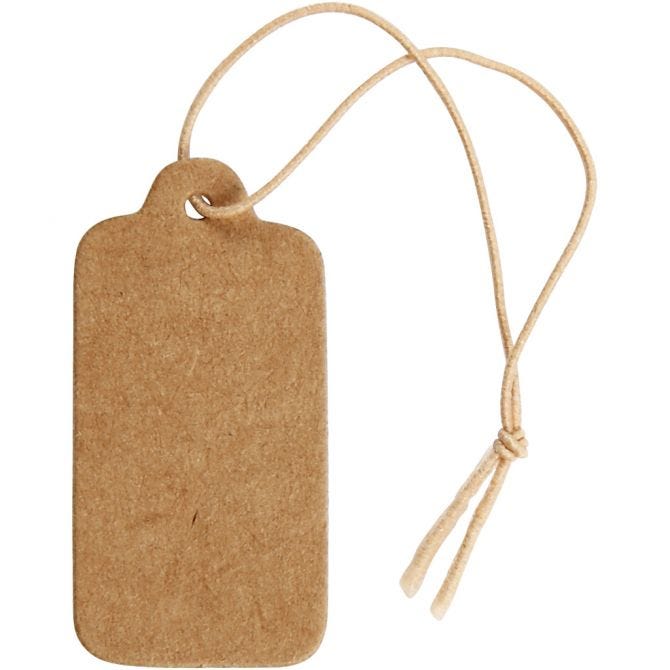 Gift Tags, size 15x30 mm, light brown, 100pcs