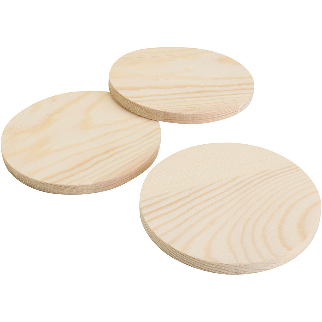 Houten onderzetters, H: 8 mm, d 9 cm, 12x5 stuk/ 1 doos [HOB-646202]