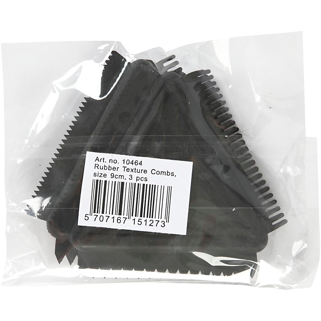 Structuurkam van rubber, afm 9 cm, zwart, 3 stuk/ 1 doos [HOB-10464]